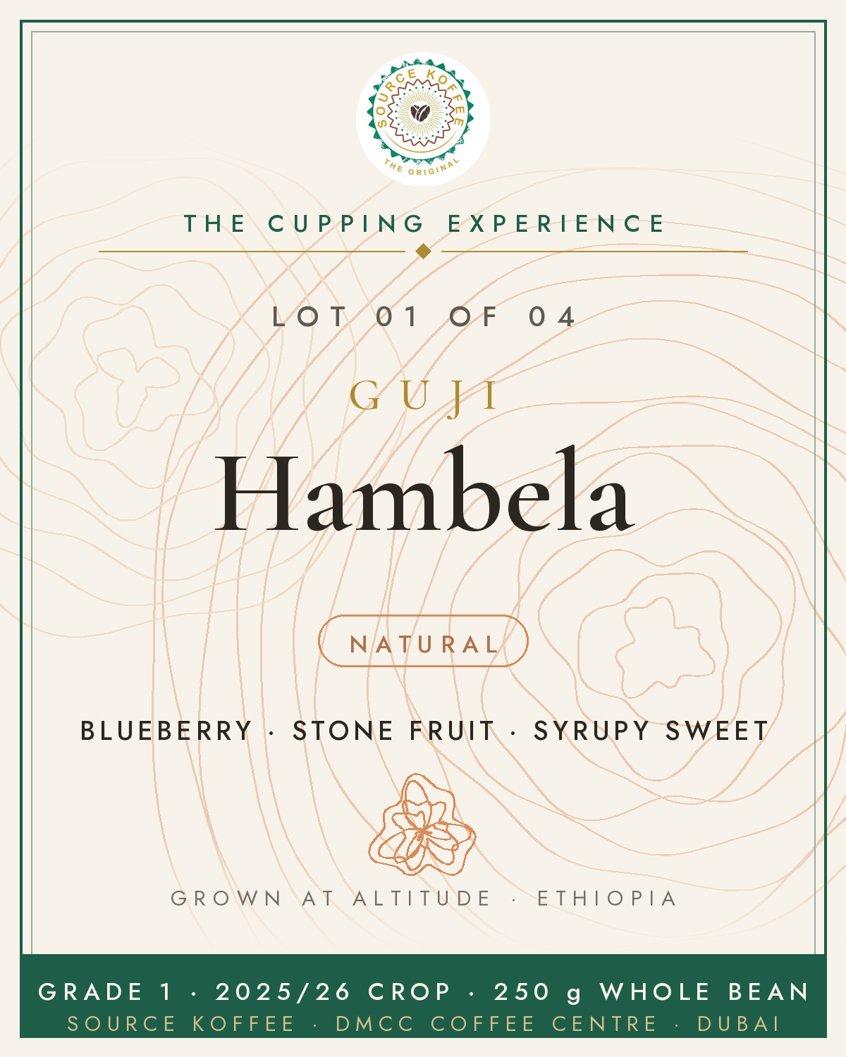 Source Koffee Lot 01 — Guji Hambela Grade 1 Natural, The Cupping Experience July 2026